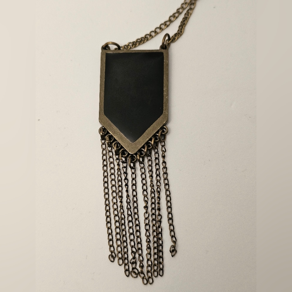 Black and Gold Geometric Pendant Necklace